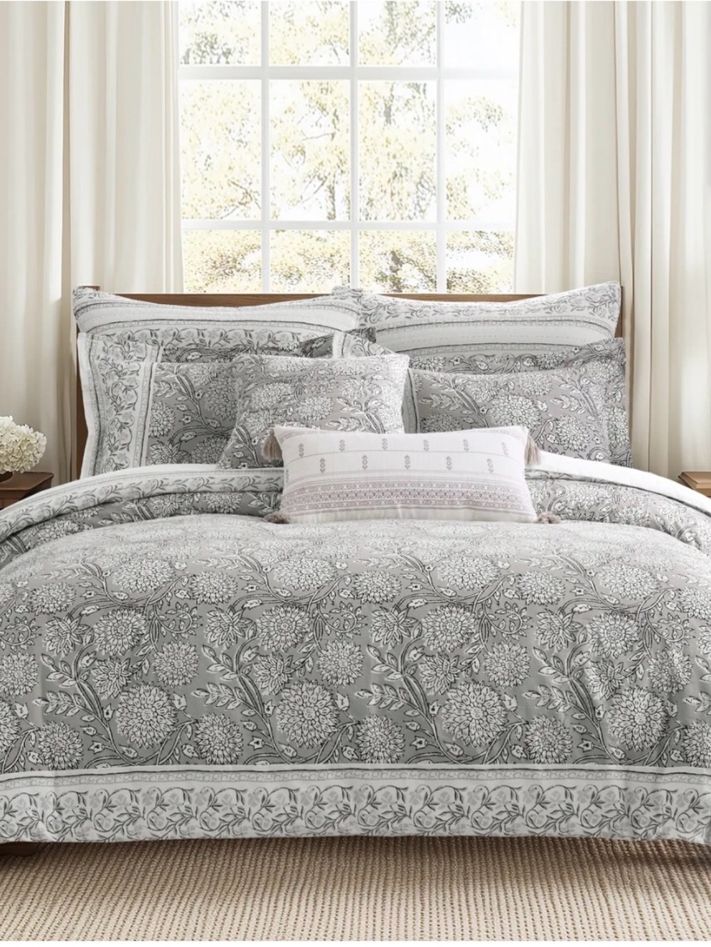Levtex Home Adare Block Print Duvet Cover Set in Gray - Full/Queen